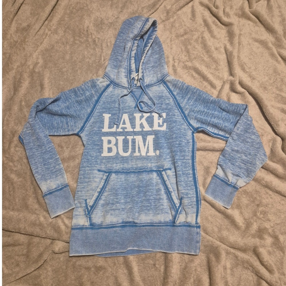 J. America Vintage Lake Bum Light Blue Heathered Fleece Sweatshirt Small